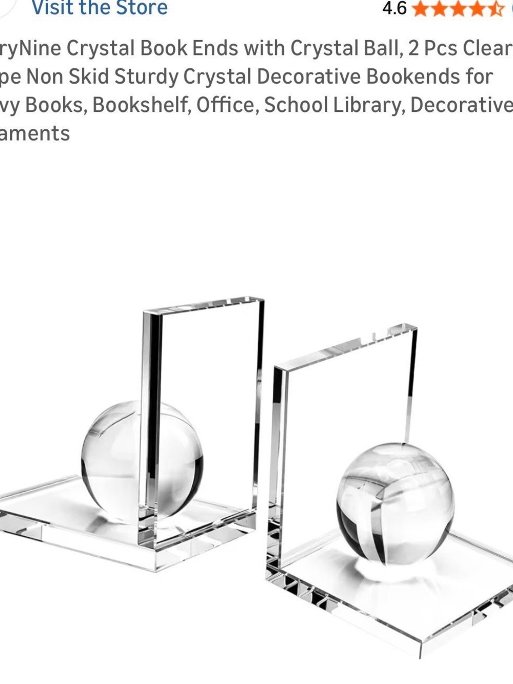Crystal Bookends 📕 with Clear Glass Weighted Spheres